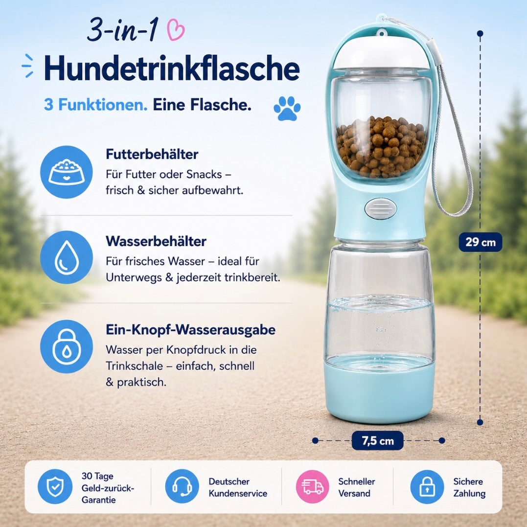 Aurely-Care 3in1 Hundetrinkflasche